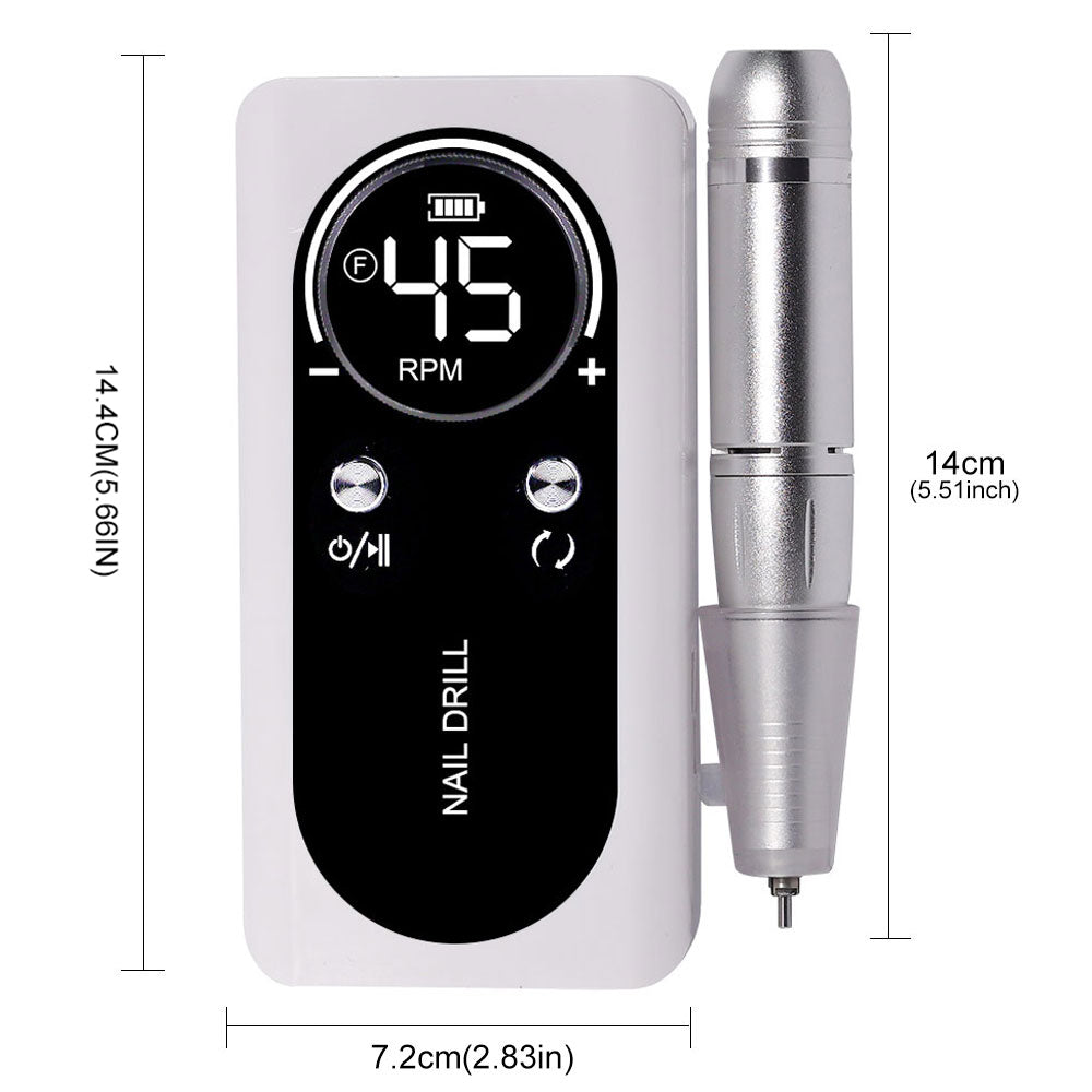 Professional Electric Nail Drill Machine, 45000RPM Rechargeable E-File Nail Drill Cordless, Electric Nail File Kit, Portable Electronic Grinder, Suitable For Nail Polish And Glue Nail Polish Polishing