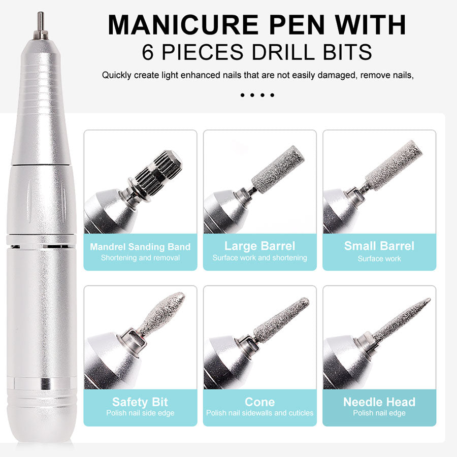 Professional Electric Nail Drill Machine, 45000RPM Rechargeable E-File Nail Drill Cordless, Electric Nail File Kit, Portable Electronic Grinder, Suitable For Nail Polish And Glue Nail Polish Polishing